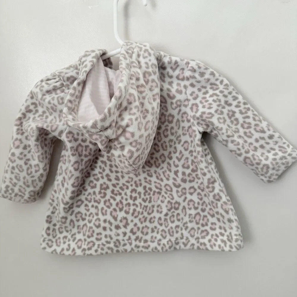 Carters Pink Leopard Print Coat Jacket Hood Lightweight 9M